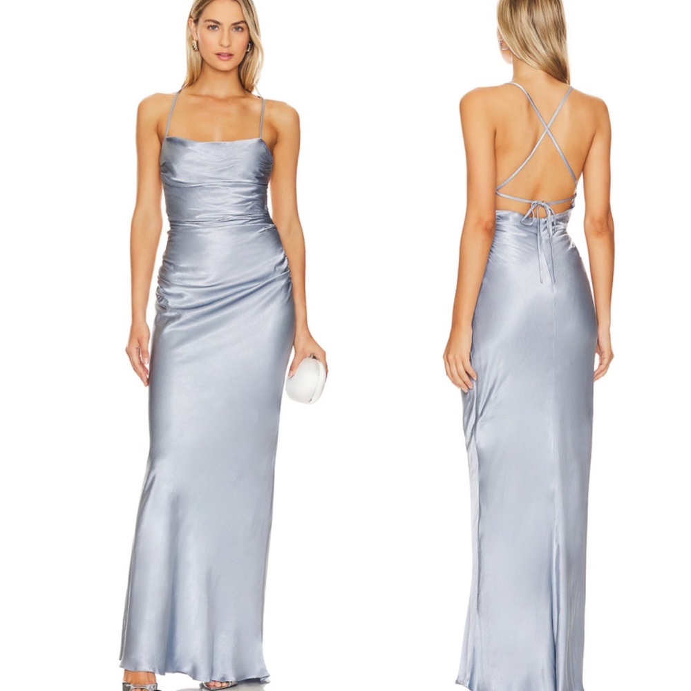 Shona Joy Lune Lace Back Maxi Dress in Powder Blue